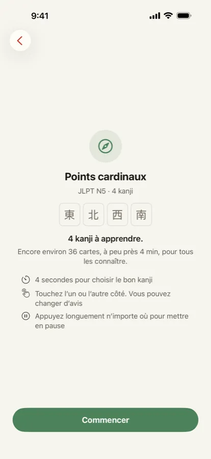 Choisissez un niveau, puis un petit groupe