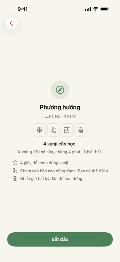 Chọn cấp độ, rồi chọn một nhóm nhỏ